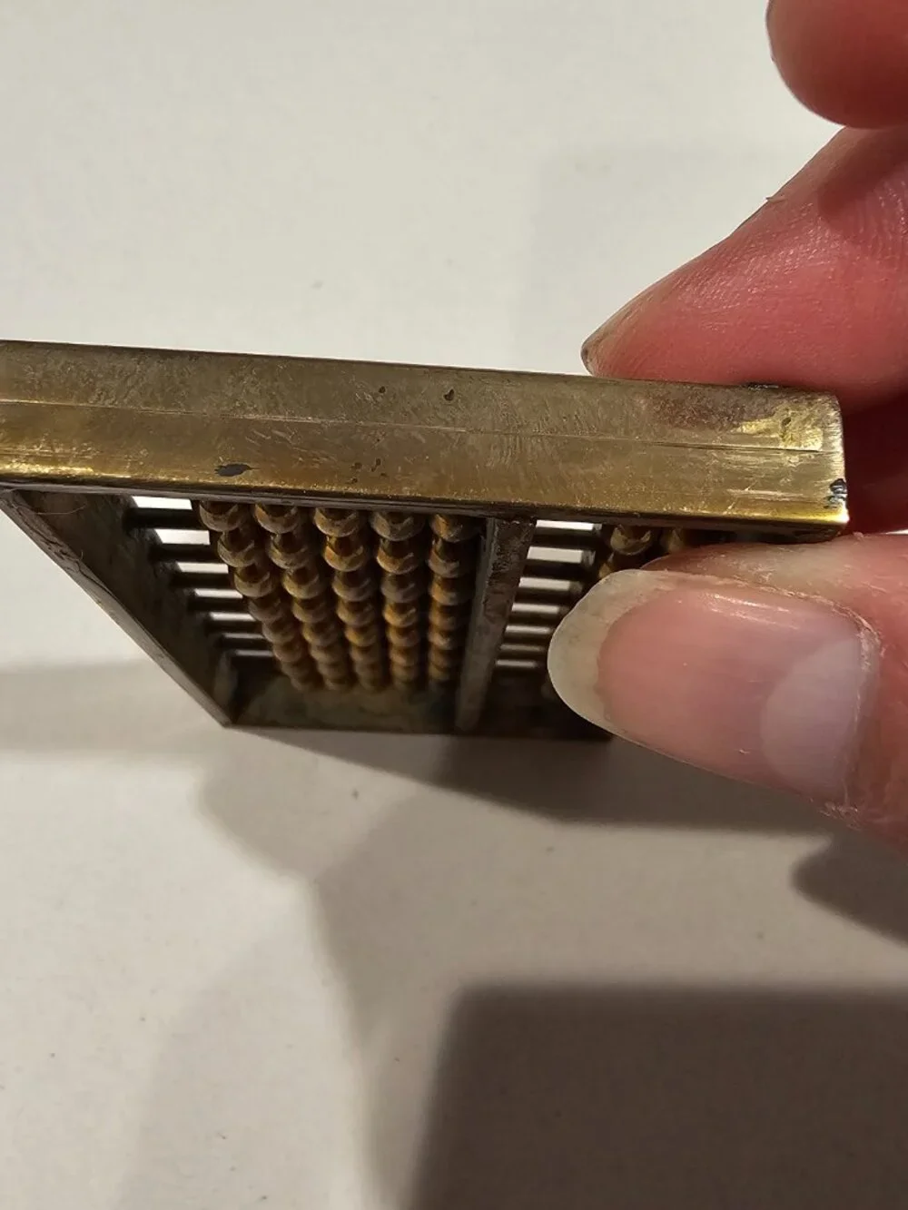 Vintage Brass Miniature Chinese Abacus Paperweight Mid Century Desktop Calculato